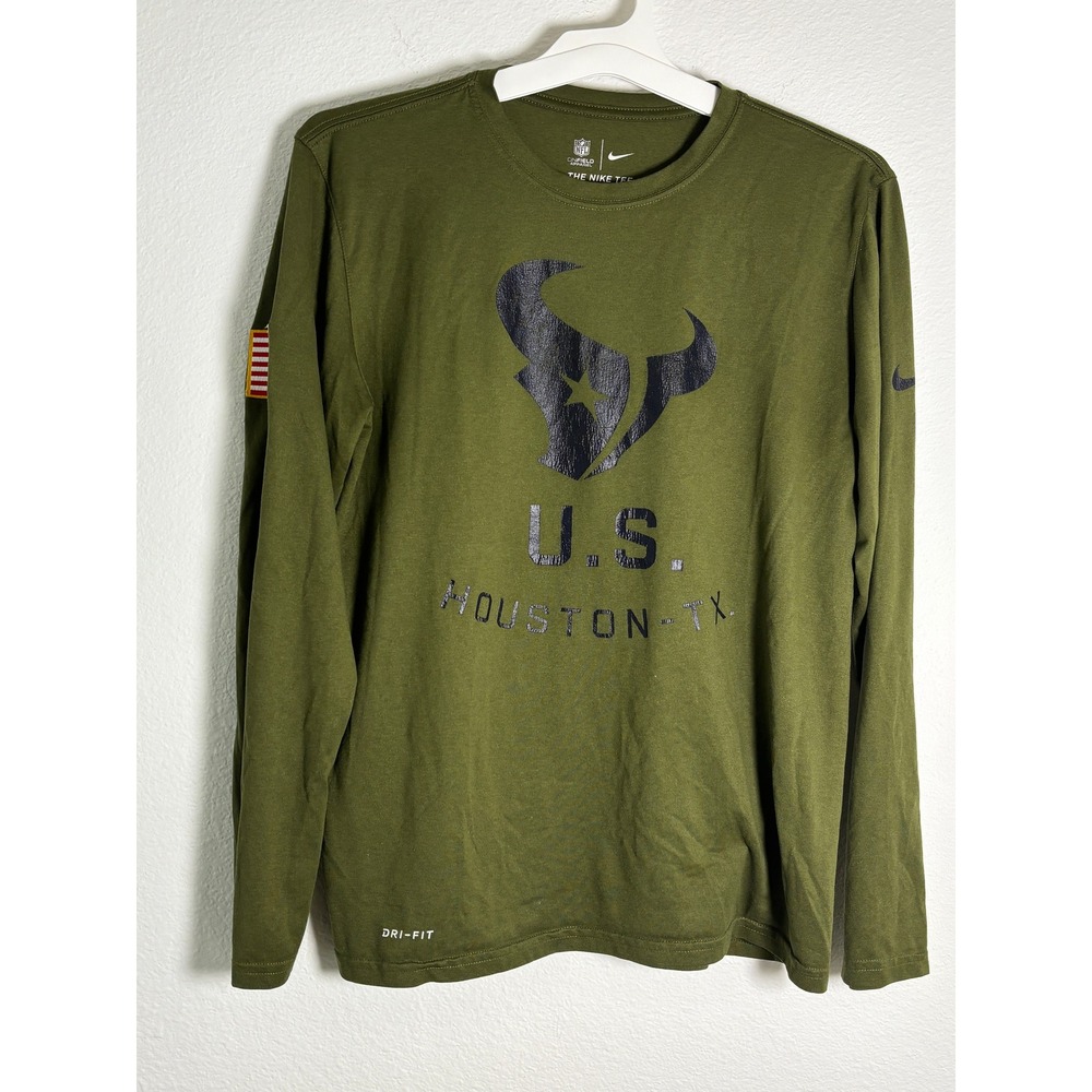 Nike Houston Texans Salute‎ to Service Long Sleeve Shirt Mens Medium Green NFL